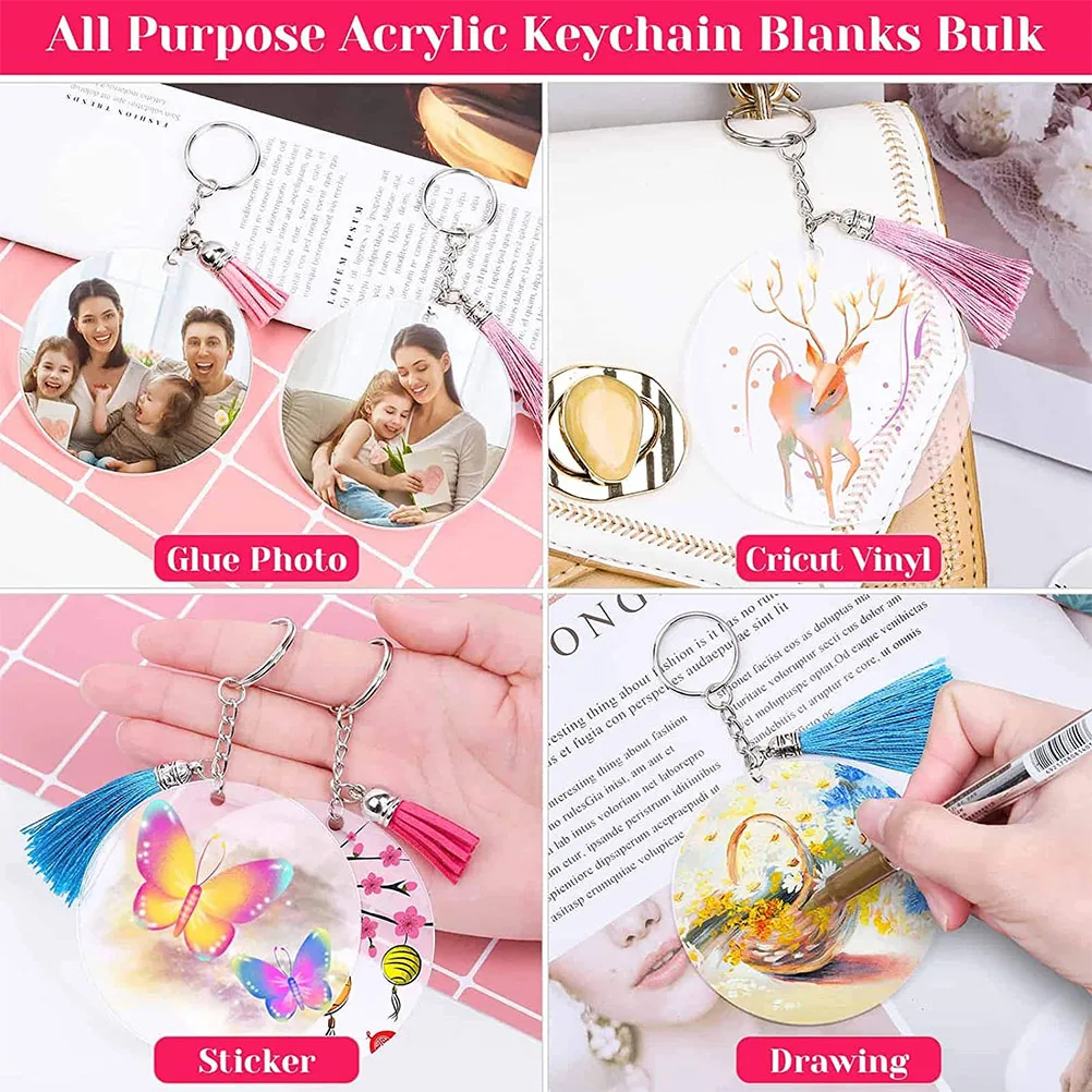 

30pcs Decorative Acrylic Discs Transparent Keychain Blanks Delicate Portable Hanging Pendants Craft Jewelry Accessory For Gift