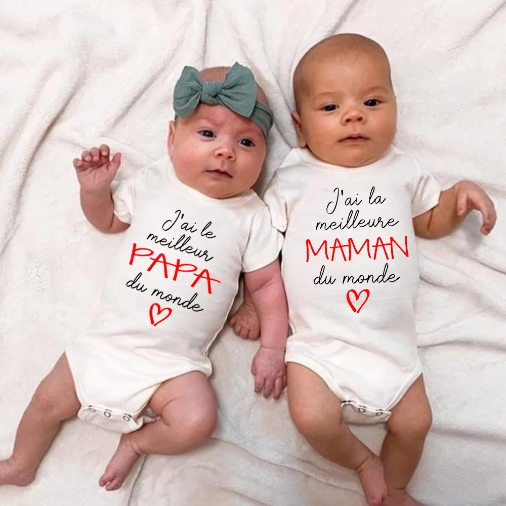 I Have The Best Dad/Mom In The World Newborn Baby Bodysuits Cotton Short Sleeve Infant Twins Rompers Body Boys Girls Jumpsuits