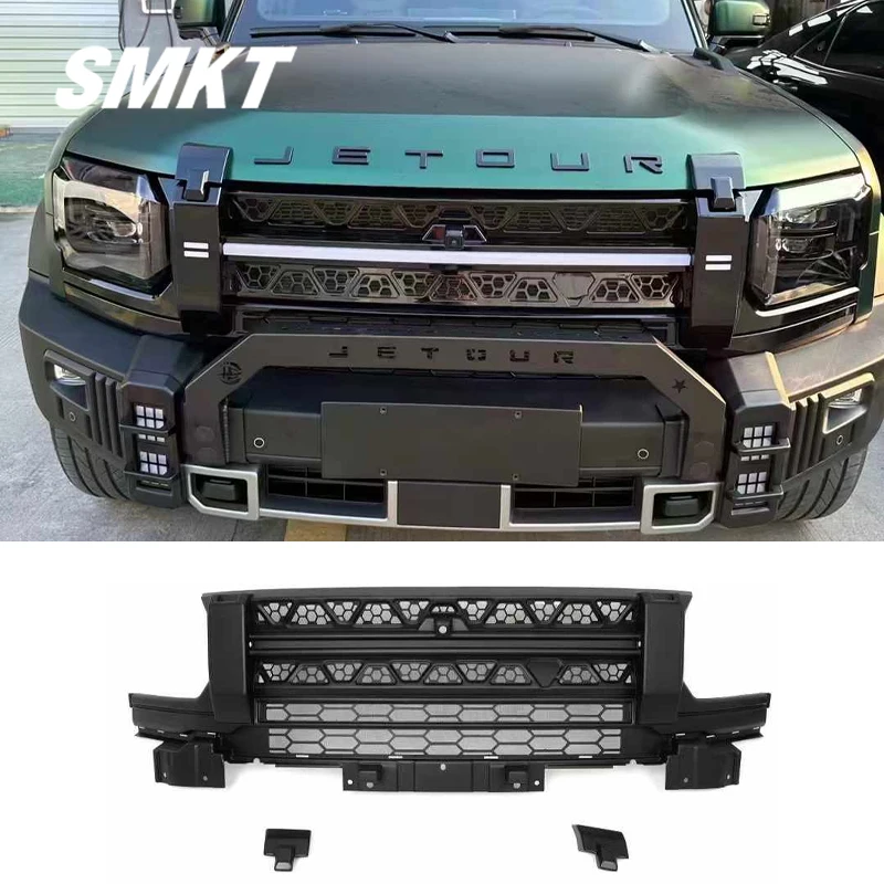 Silver Dragon Wings Grille With LED lights For Chery Jetour T2 Traveller 2023 24 ABS JMK Official Same style Grille Accessories