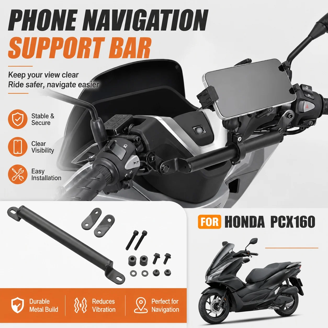 

Motorcycle handlebar mobile phone holder GPS holder multifunctional pole suitable for 2025- Honda PCX160 PCX 160