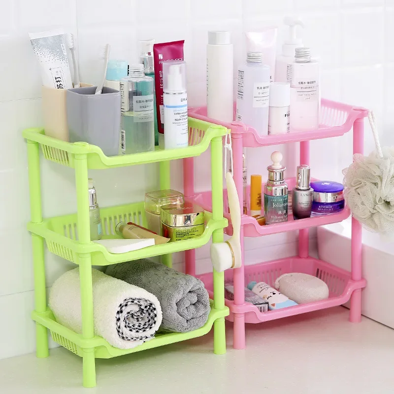 Household Double-layer Desktop Shelf Storage Rack Bathroom Plastic Storage Rack Floor Triangular Square Three-layer Storage Rack