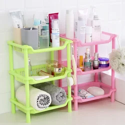 Household Double-layer Desktop Shelf Storage Rack Bathroom Plastic Storage Rack Floor Triangular Square Three-layer Storage Rack