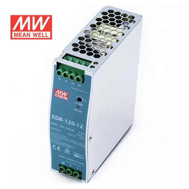 MEAN WELL Industrial Din Rail Mounted 120W Slim Single Output Switching Power Supply EDR-120-12 EDR-120-24 EDR-120-48