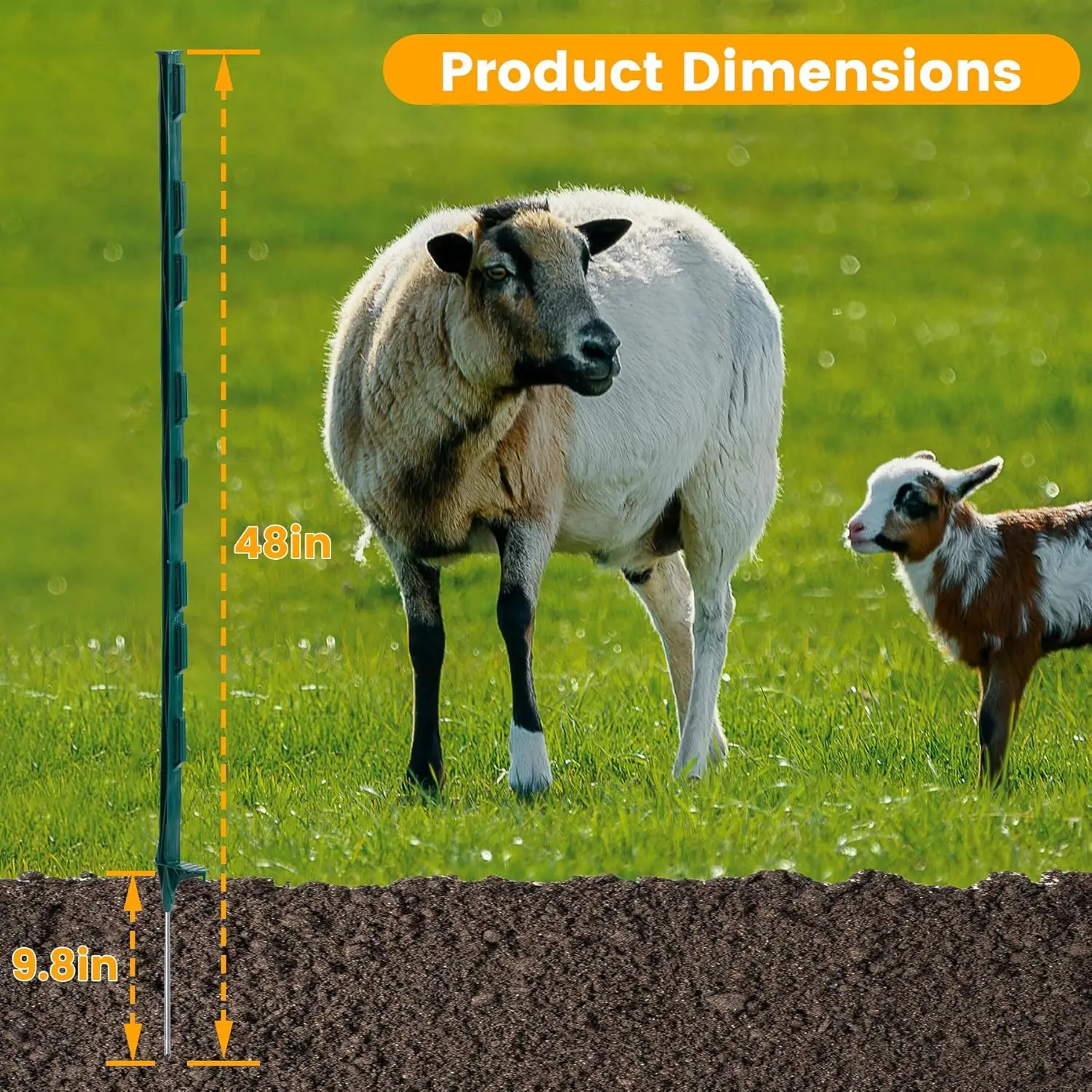 Temporary Plastic 48 inch Step in Fence Post, Sturdy for Farm and Garden Yard Protection