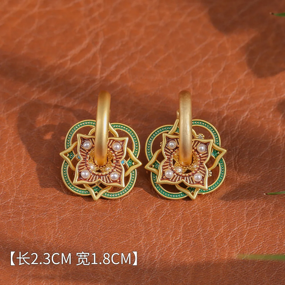 New Fashion Gold Color Hollow Earrings for Women Colorful Enamel Multiple Wear Ways Luxury Jewelry Flower Shaped Tassel Gifts