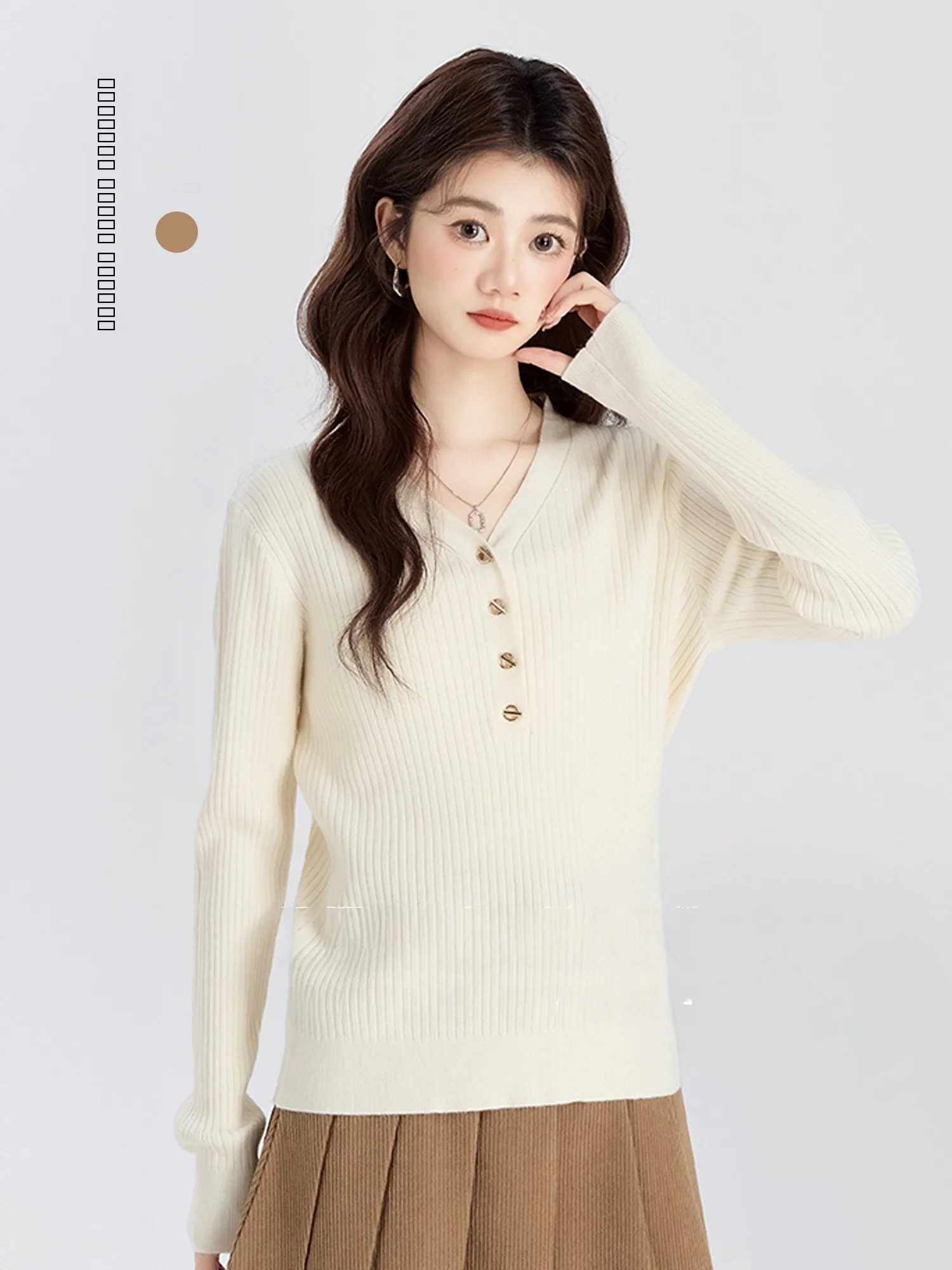 

Women's V-Ne Knitwear Soft Cozy Inner Wear High-End Feeling Autumn New Sle Commute Sle Korean Version Long Sve