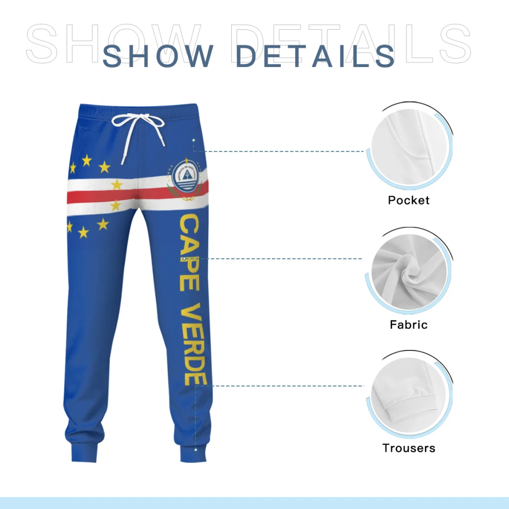2025 Cape Verde Flag Mens Sweatpants with Pockets Joggers for Men Sports Casual Sweat Pants With Drawstring - view 5