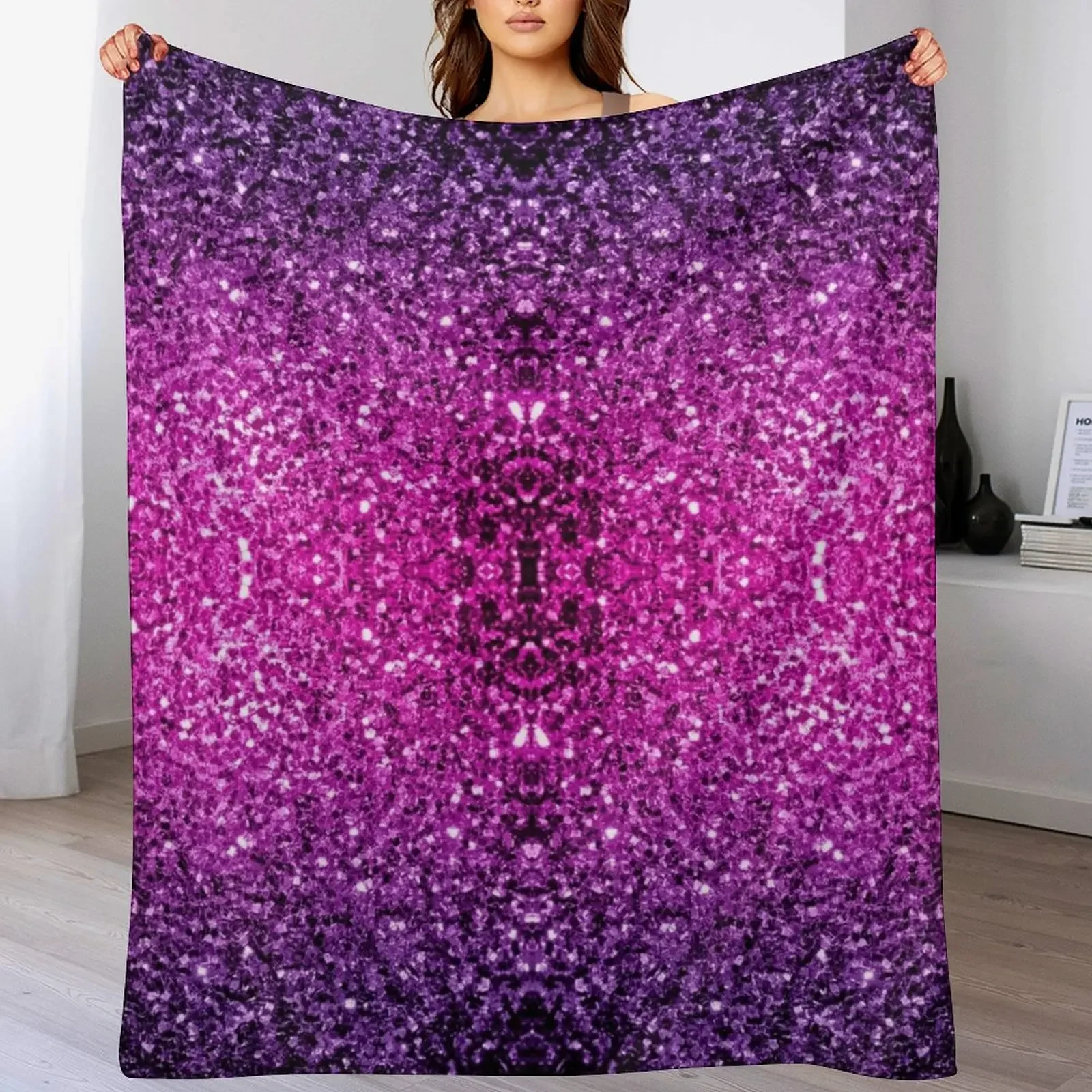 

Purple Pink Ombre faux glitter sparkles (Photo of Glitter - Not Reflective) Throw Blanket Couch blanket decor