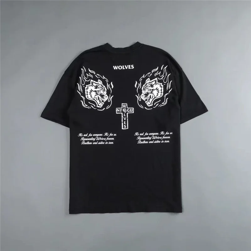 

WOLVES CLUB Брендовые мужские футболки американского размера, хлопковые повседневные топы высокого качества, футболка с коротким рукавом, мужская одежда, футболка большого размера Darcs