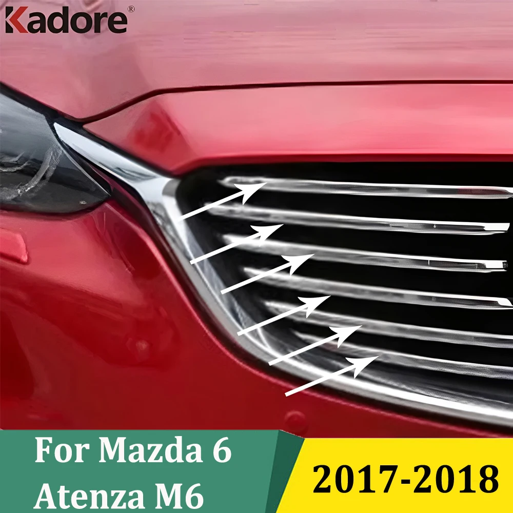 

Car Front Grille Cover For Mazda 6 Atenza M6 2017 2018 Chrome Grill Molding Garnish Protector Trim Sticker Exterior Accessories