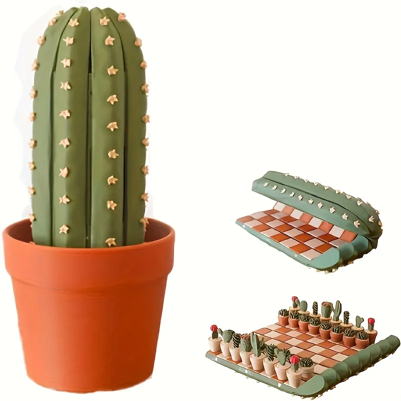 

3D Printed Cactus Chess Set Board and Piece Portable Scroll Design Strategy Board Game Outdoor Entertainment Holiday Gifts
