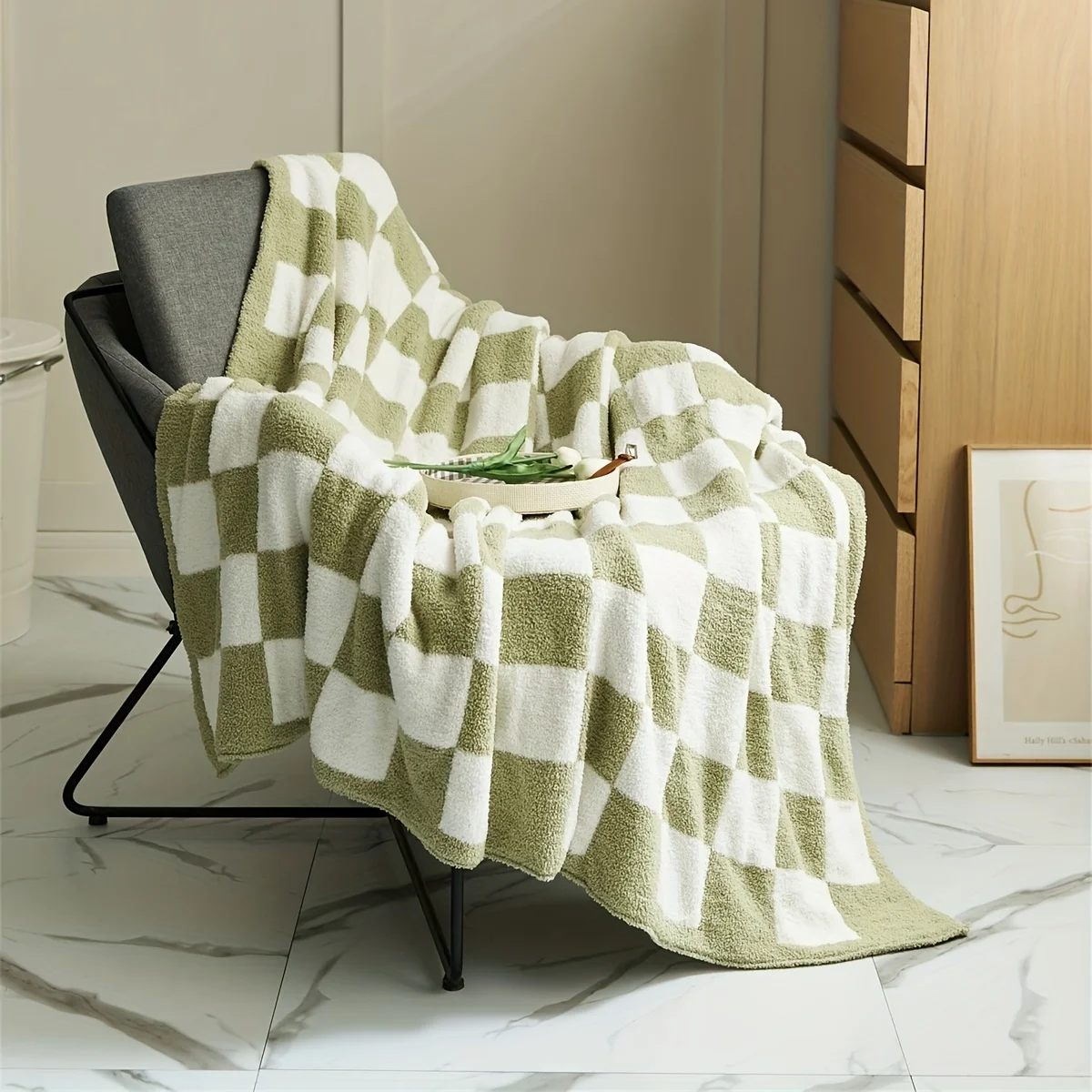 

Checkerboard Knitted Throw Blanket Nordic Style Super Soft Blanket Flannel Blanket Microfiber Solid Blankets For Bed Couch Sofa