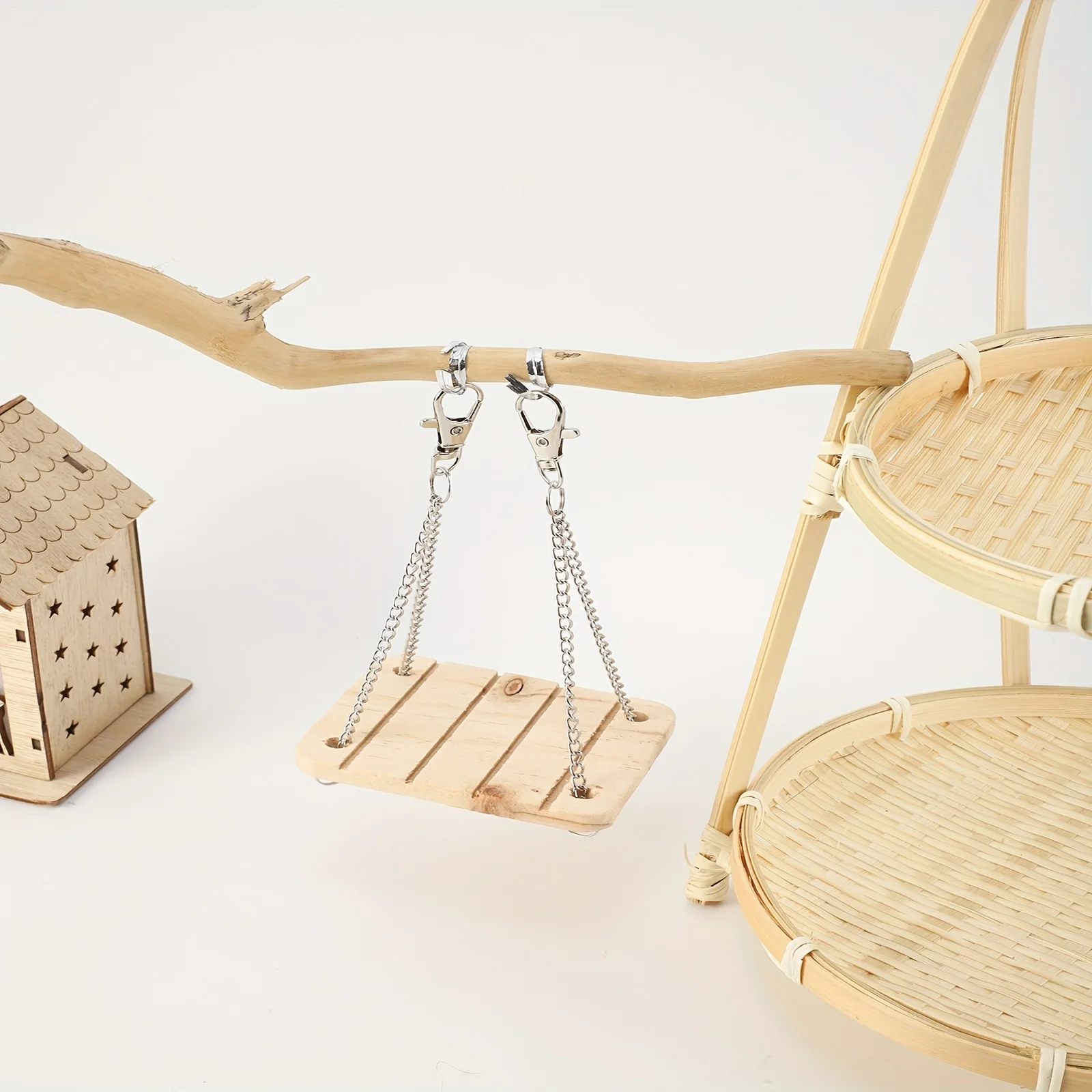 Pet Hamster Wooden Swing Toy for Small Pet Squirrel Golden Bear Guinea Pig Pet Cage Accessories Parrot Seesaw Wooden Bridge Toy view 5