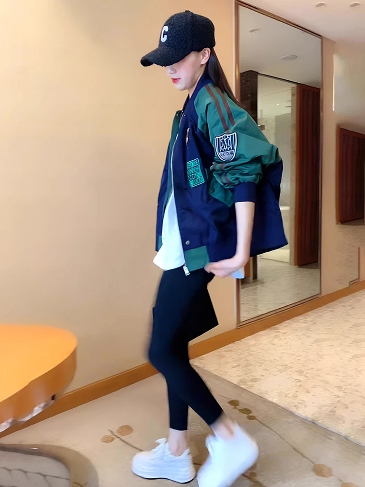 트렌디한 야구 재킷 여성용 봄 가을 2026 신상 하이 스트리트 스포츠 아우터웨어 패치워크 출퇴근 스타일 롱...