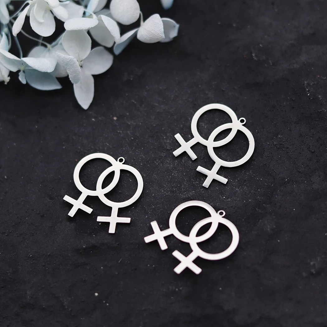 

3pcs New Female Symbol Charms Stainless Steel Pendant DIY Craft Trendy Necklace Earrings Charms for Jewelry Making Accessories
