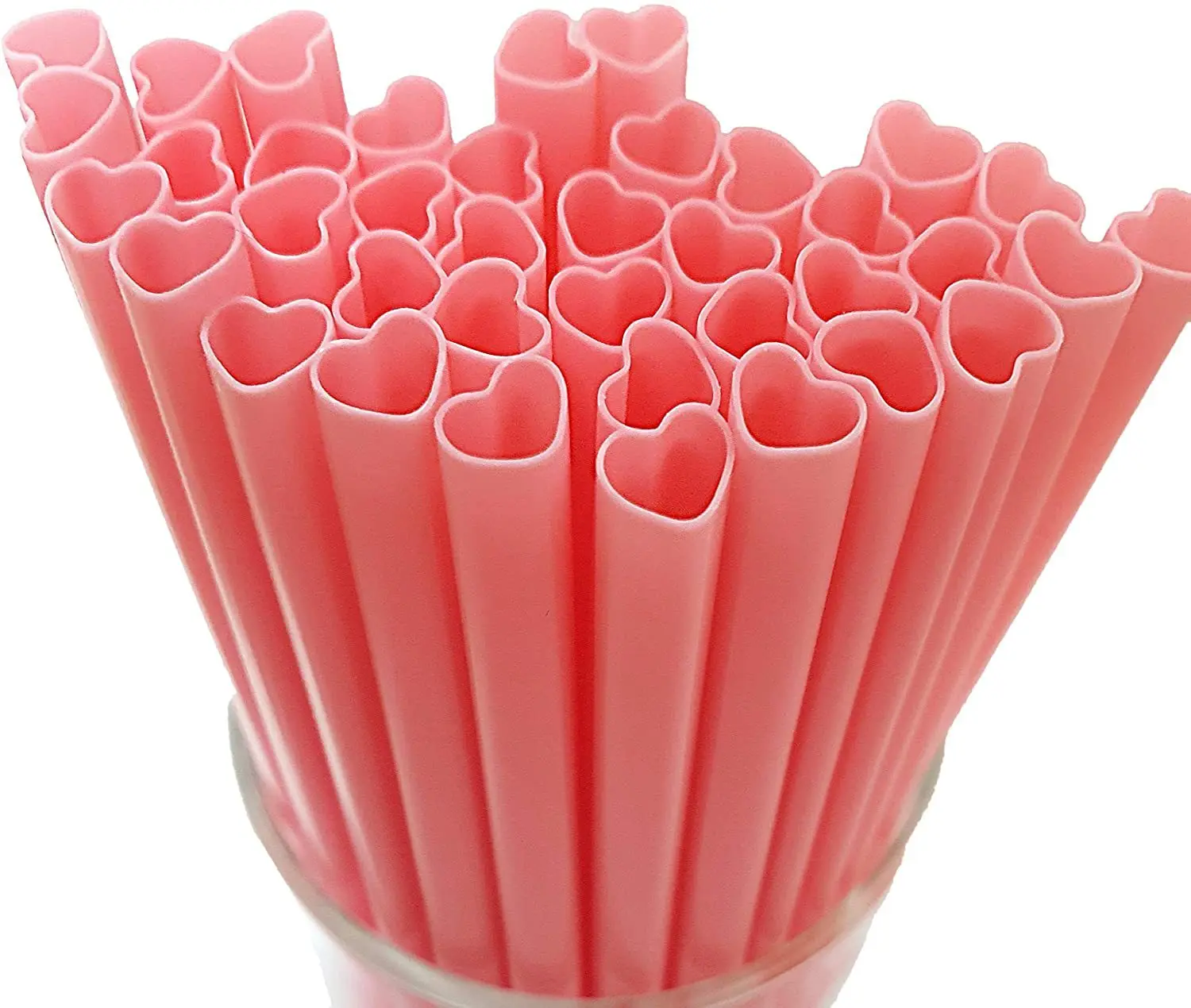 25pcs Creative Heart-shaped Pink Straws Love Straight Straw Creative Single Individually Packaged Straw Wedding Birthday Straws