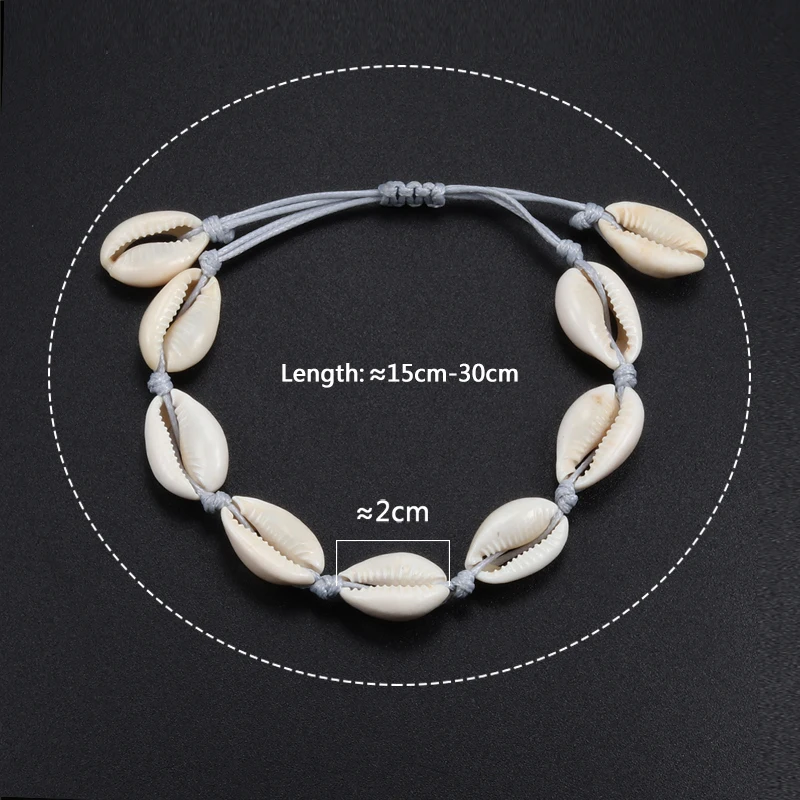 7 Colors Boho Summer Natural Shell Bracelet Holiday Beach Accessories for Girls Handmade Adjustable Anklet Conch Seashell Bangle