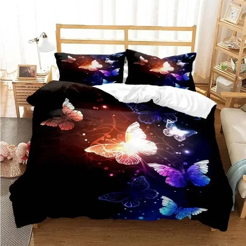 Colourful Butterfly Wings Comfortable Duvet Quilt Cover Pillowcase Bedding Set Children Bedroom Decoration Home Textile