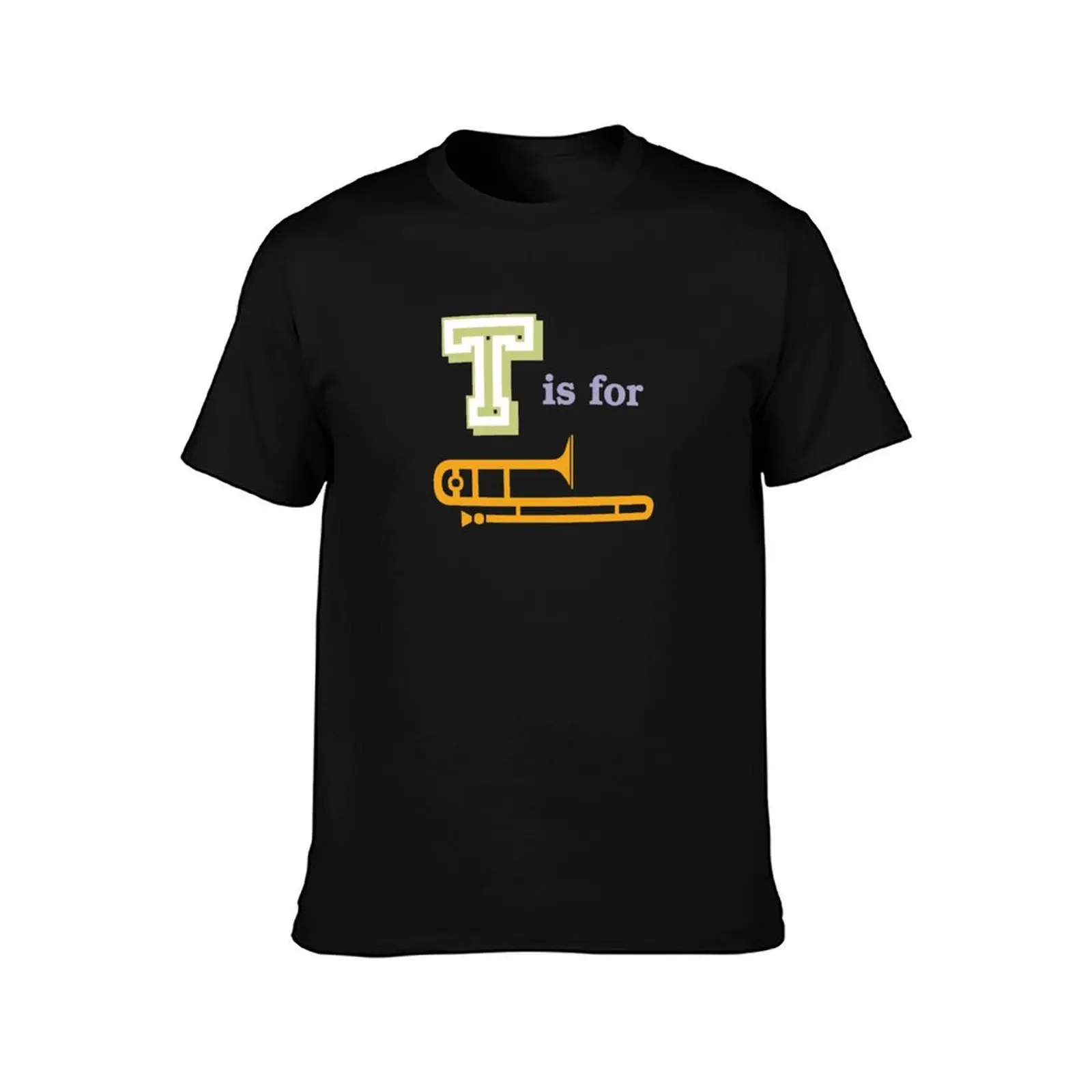 تي شيرت T is for Trombone تي شيرت رجالي قطن تي شيرت للرجال جرافيك عتيق أساسي تي شيرت