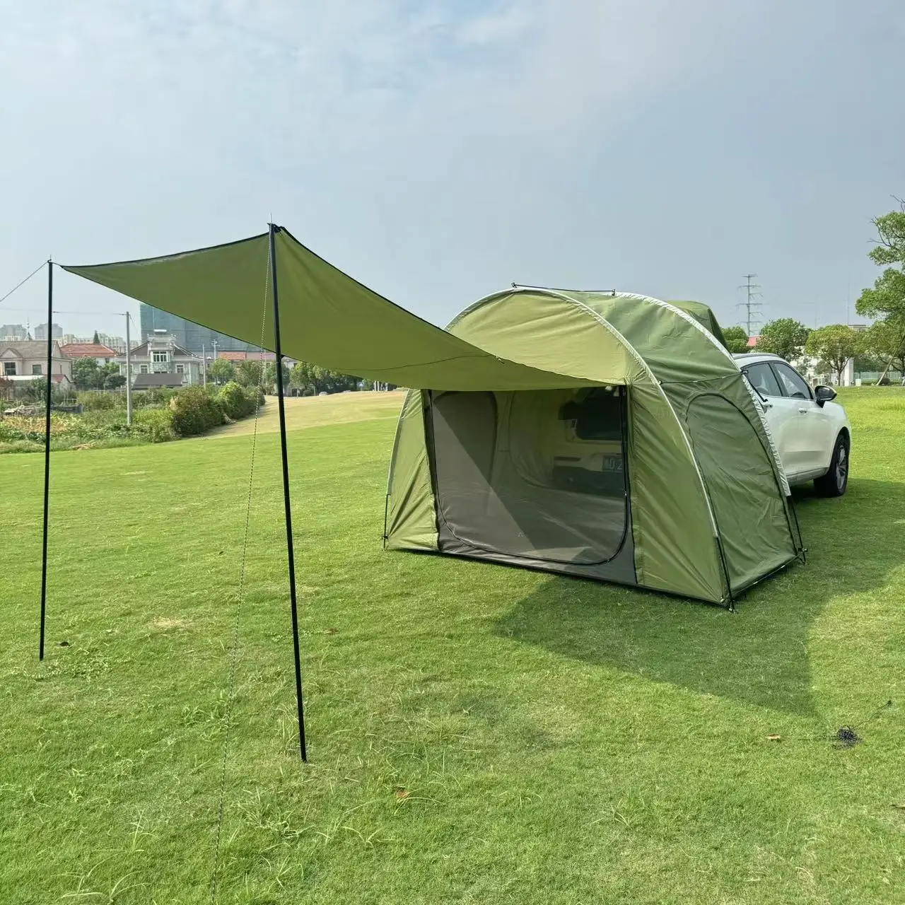 Outdoor camping upgrade with mesh extension canopy front hall SUV tent rear tent