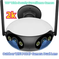 180° Wide Security Surveillance Camera Outdoor WIFI POE IP Camera Dual Lens