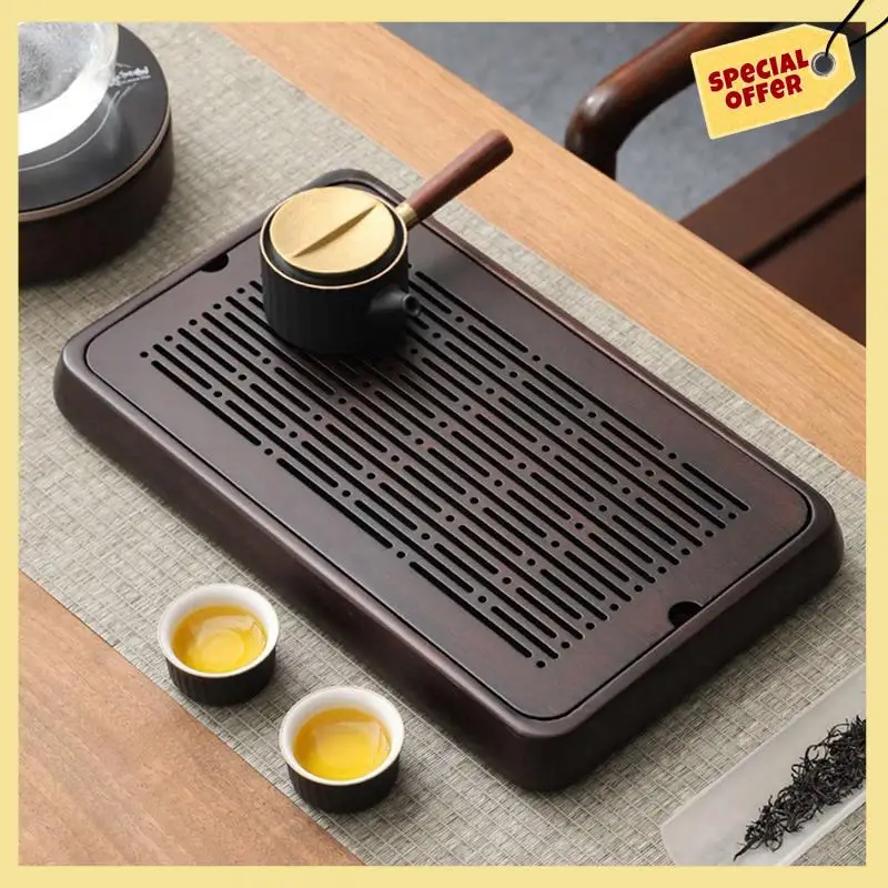 

-BABQ 2X Bamboo Tea Tray Bamboo Chinese Gongfu Tea Tray Water Storage Bamboo Tea Table Vintage Tea Set