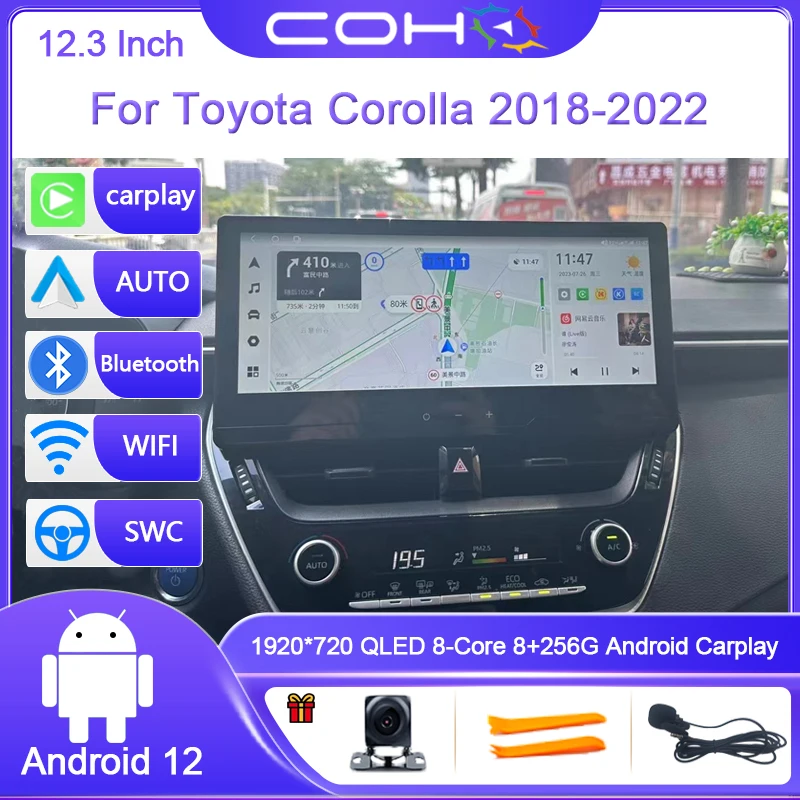 

For Toyota Corolla 2018-2022 Car Radio Multimedia Video Player Navigation Stereo GPS Android 12 8 Core 1920*720 Resolution