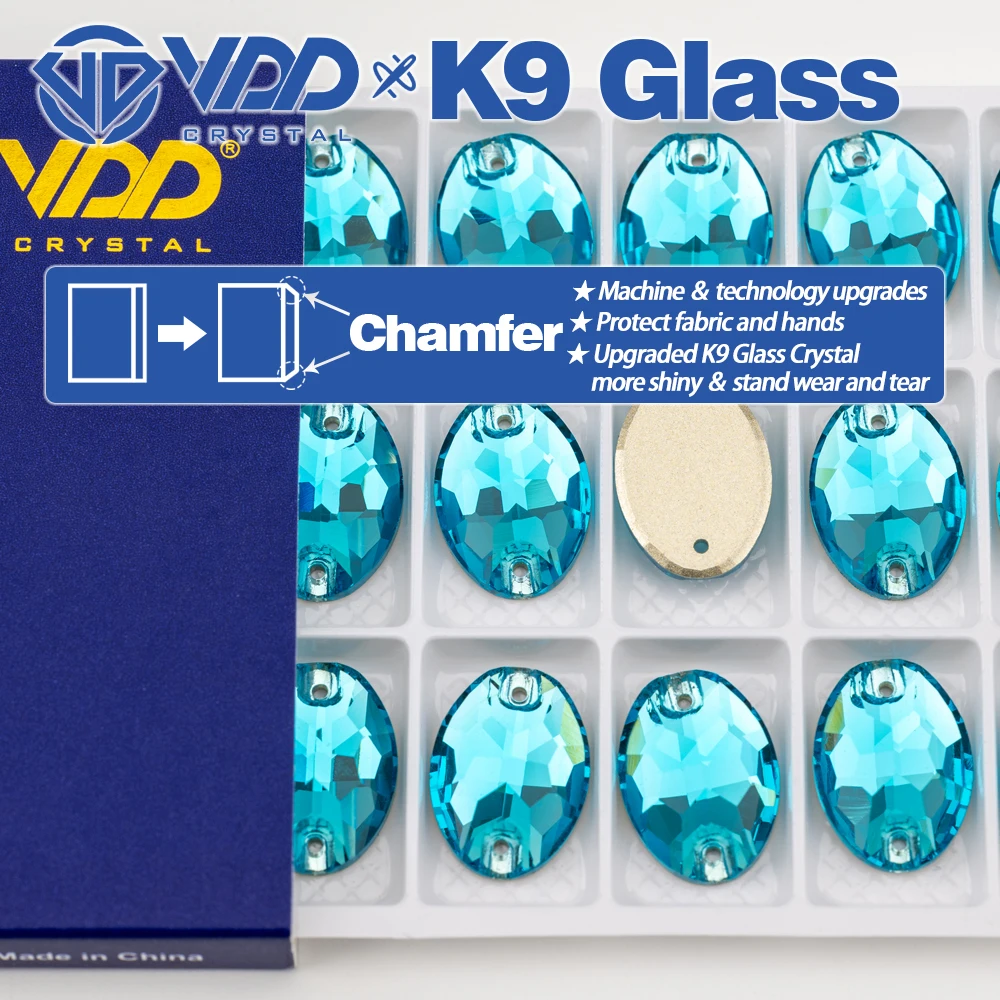 VDD Oval Multiple Colors Top Quality K9 Glass Sew On Rhinestones Crystal FlatBack Sewing Stones For DIY Clothes Accessories