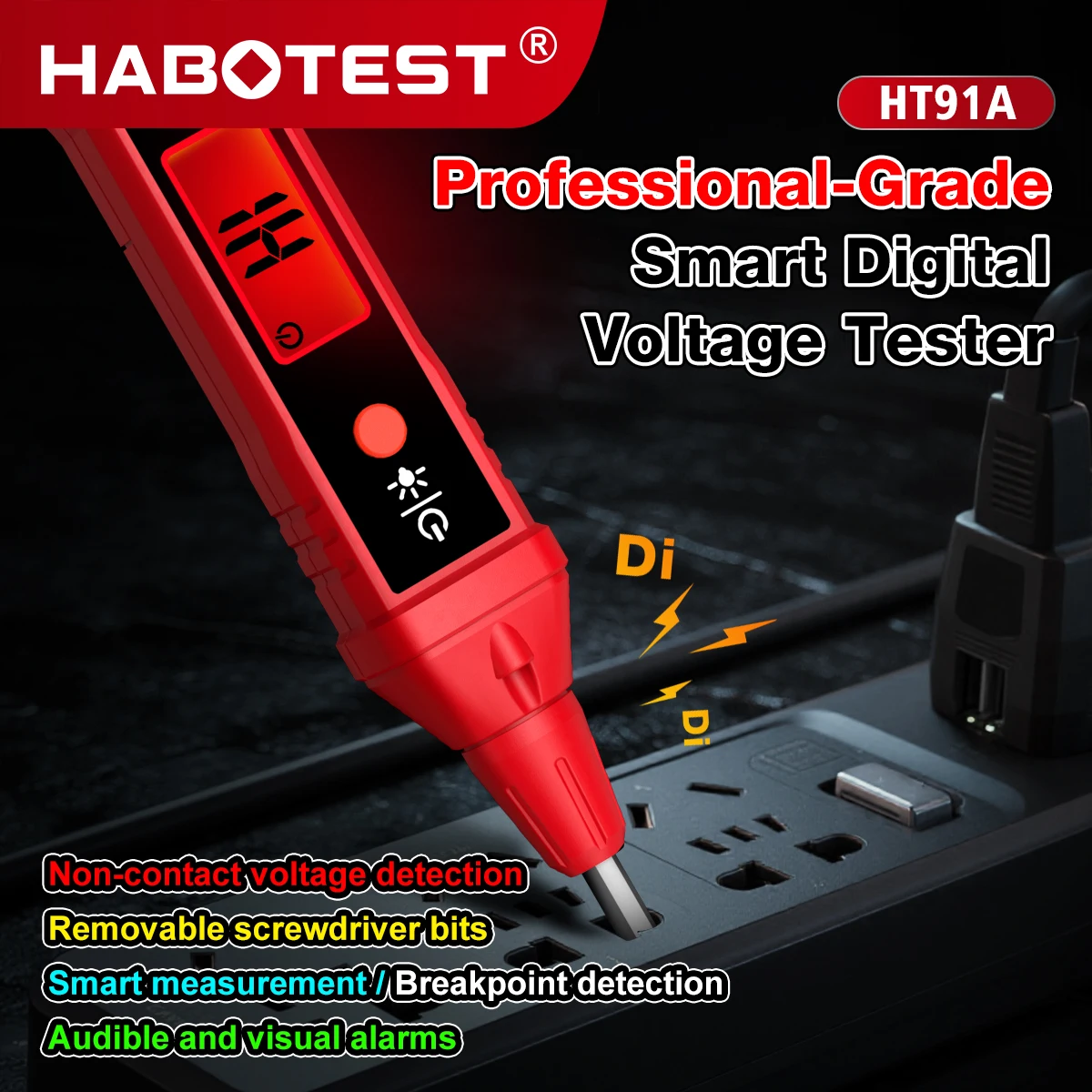 HABOTEST HT91A Non Contact AC Voltage Tester Digital Voltage Detector Electric Test Pen Voltage Tester Pen