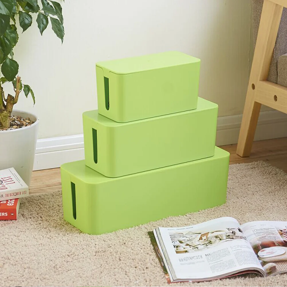 

Power Strip Cable Management Box Plastic Organizer Storage Case Size S Green for Desk Computer USB Hub Cable Storage Box