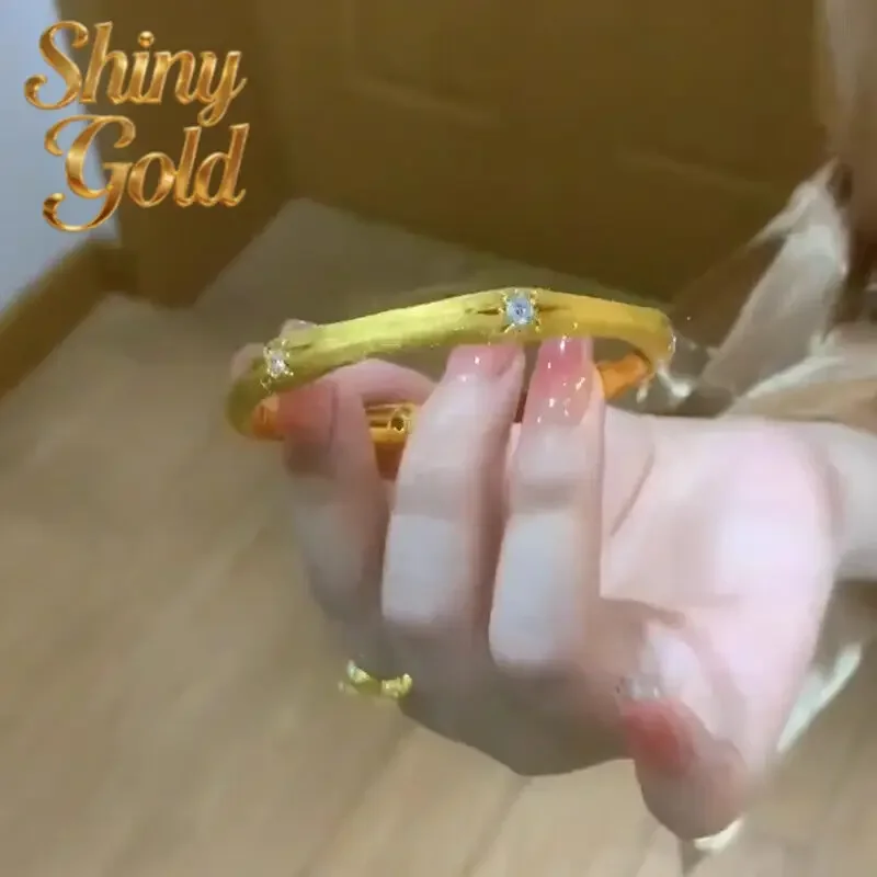 

ShinyGold24K real gold French light luxury octet star silk loop au9999 bracelet set with diamond court style in the middle exqui