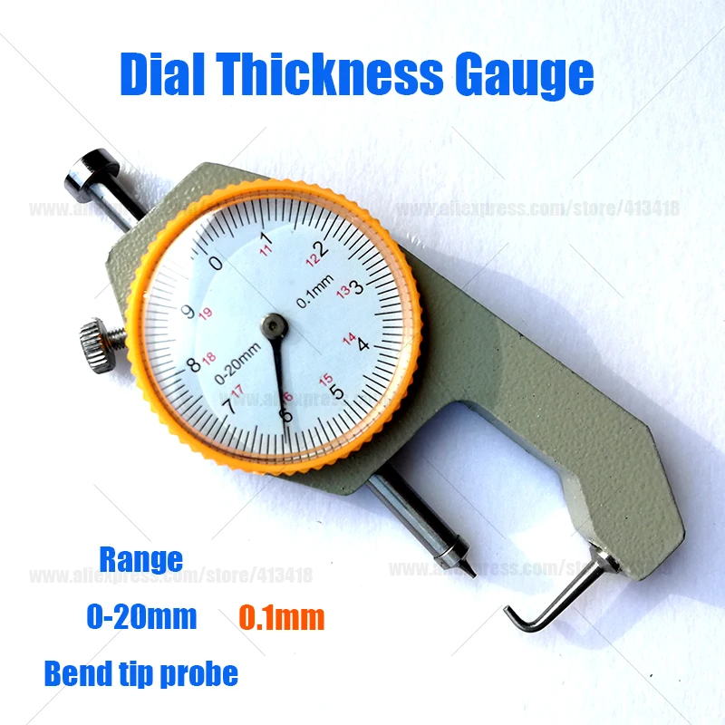 0-10mm0-20mm 0.1mm Resolutie Wijzerplaat Diktemeter Leer Flim Papier Sieraden Buis Gebogen Tip metalen Handheld Meter Tester