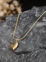 1pc 18K Gold-Tone Minimalist Stainless Steel Curved Heart Pendant Necklace, Fashionable Versatile , Suitable For Women's Daily - Image 3