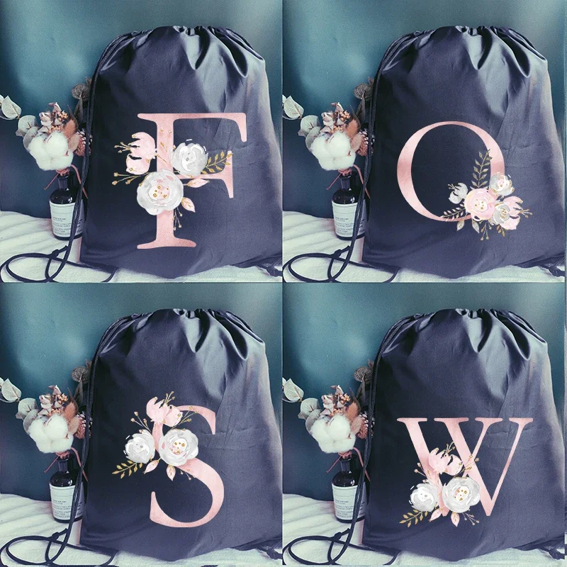 

Drawstring Pouch Simple Pink Letter Print Backpack Boy Basketball Bag Girl Shopping Bags Multi-function Customize Men Sport Bags