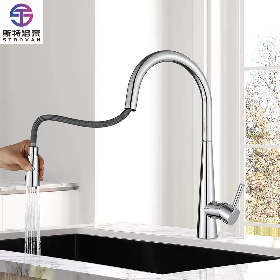

High Quality Single-Handle Brass Kitchen Faucet with Single-Hole Basin Mixer Installation