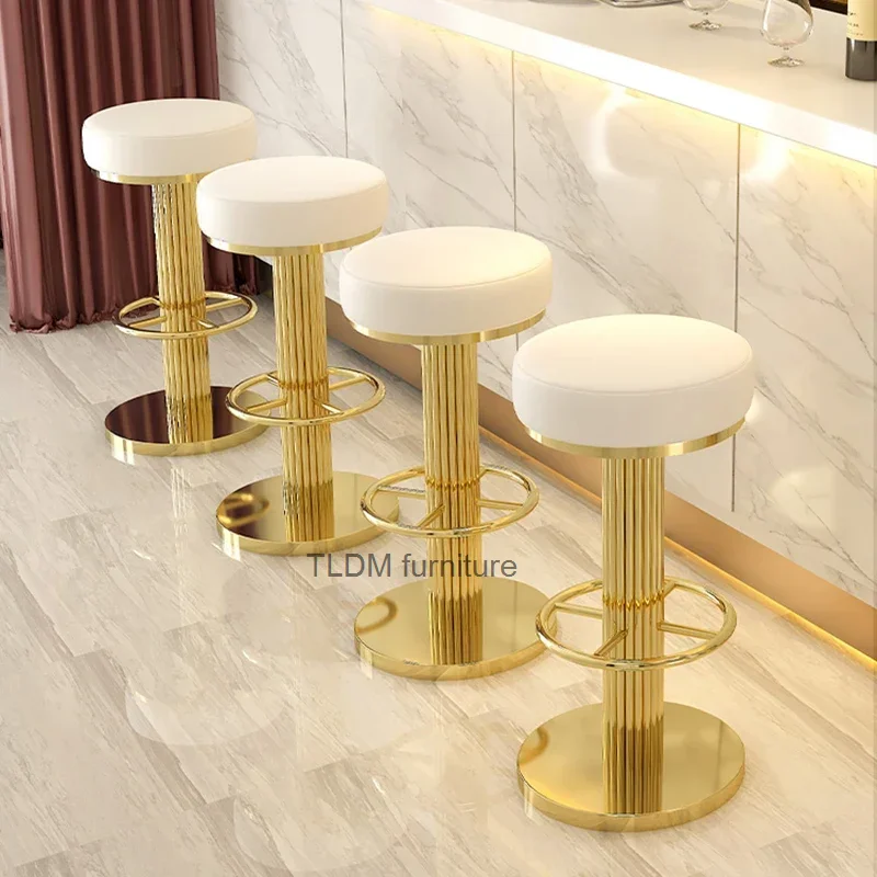 

Barber Waiting Bar Stool Gold Ergonomic Makeup Artist Aesthetic Pneumatic Base Free Shipping Bar Stool Banqueta Trendy Furniture