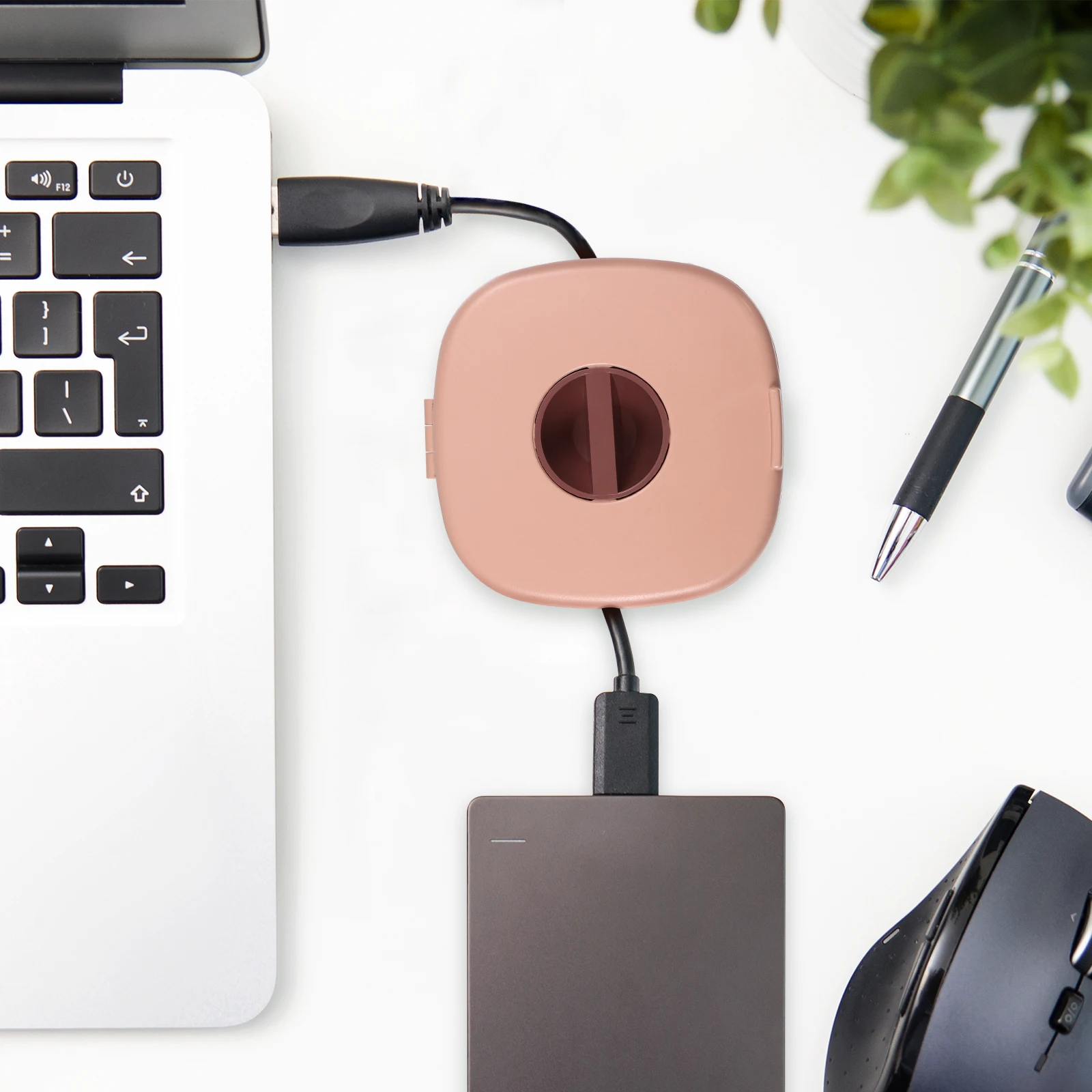 

3pcs Cable Organizer Box Rotatable Cord with Phone Holder Compact ABS Material Lightweight Durable Storage for Data