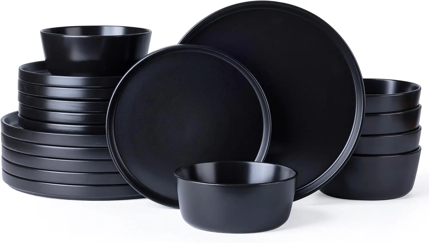 

Ceramic Dinnerware Sets for 6, Modern Flat Stoneware Plates and Bowls Sets,Chip and Crack Resistant | Dishwasher & Microwave Saf