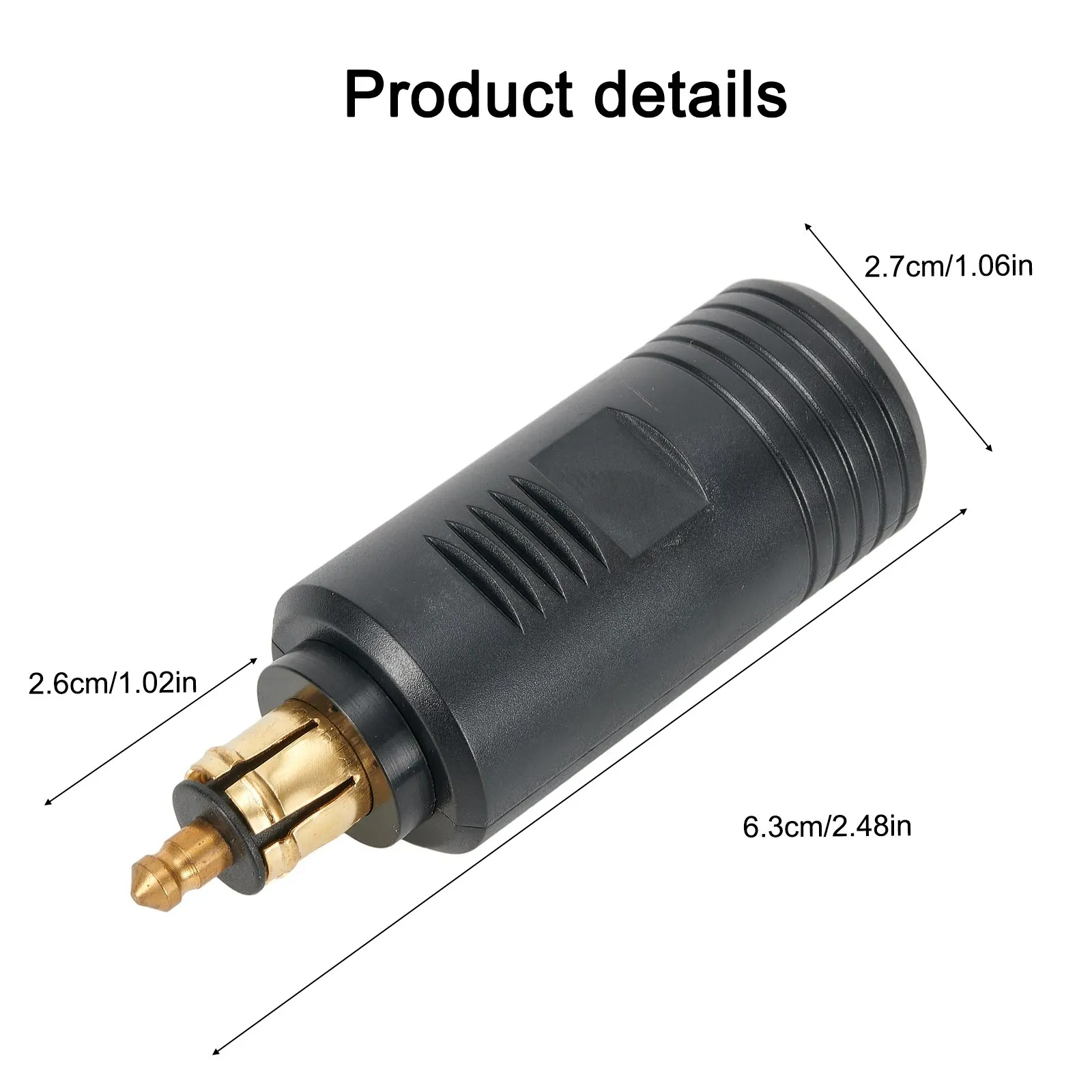 

Cigarett Lighter Adapter 63 X 27mm Lightweight EU PLUG For Motorcycle 12-24V 120W 20A 1pcs 2.48x1.06in Brand New