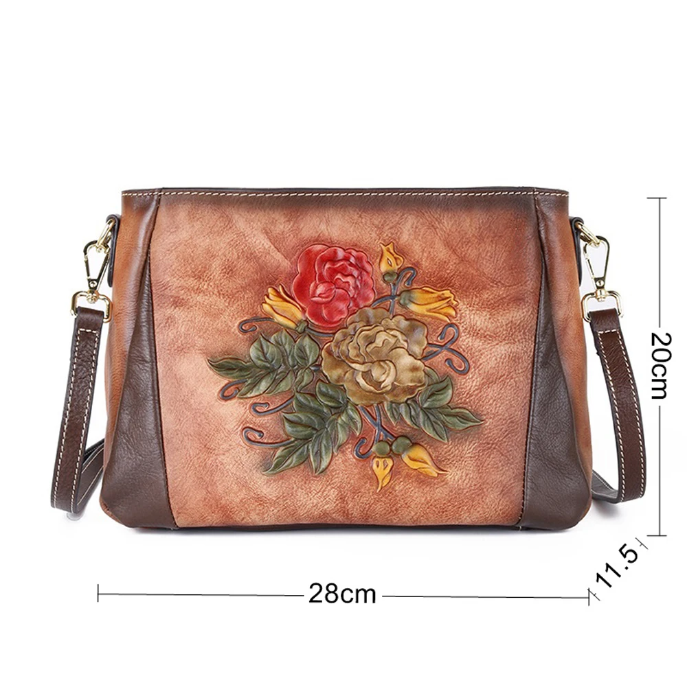 Cowhide Atmospheric Chinese Wind Restoring Ancient Ways Embossing Women's Handbags Luxury  High  Quality Shoulder Bags