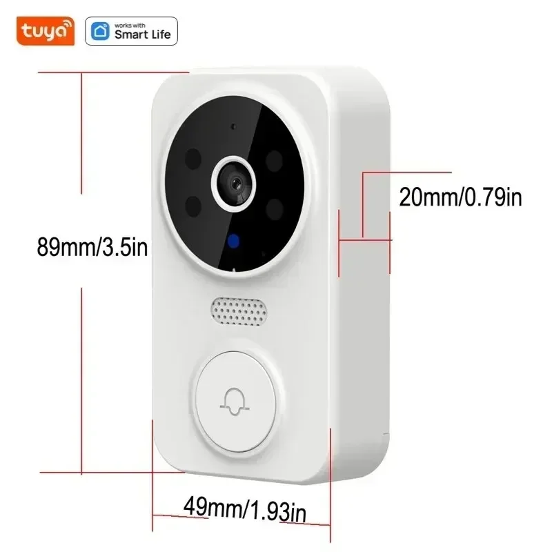 Visual Doorbell Tuya WiFi Video Doorbell Home WiFi Wireless Doorbell Rechargeable Battery Powered Color Night Vision Camera Bell