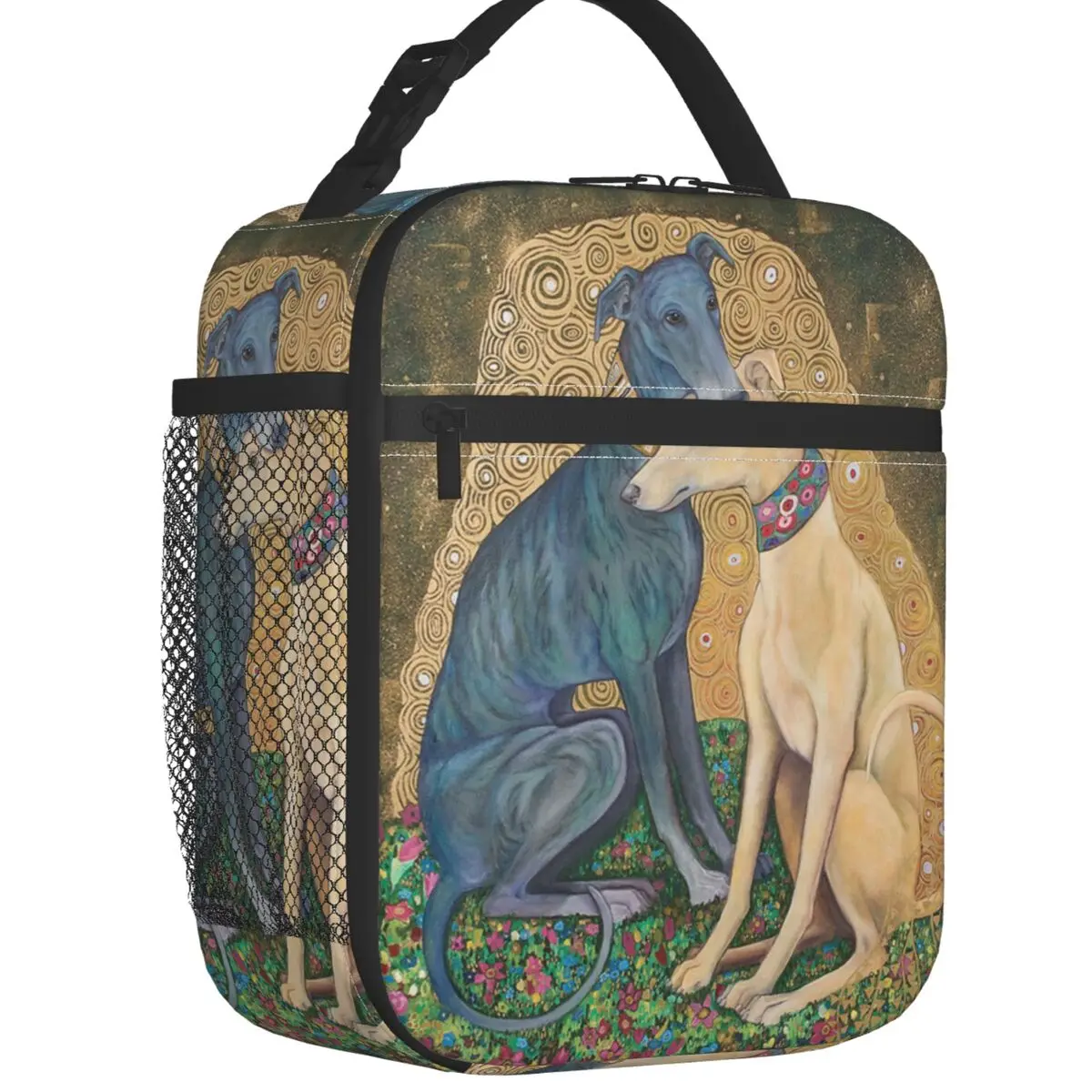 

Gustav Klimt Greyhound Dog Art Insulated Lunch Bag for Women Whippet Sihthound Dog Cooler Thermal Lunch Tote Office Work School