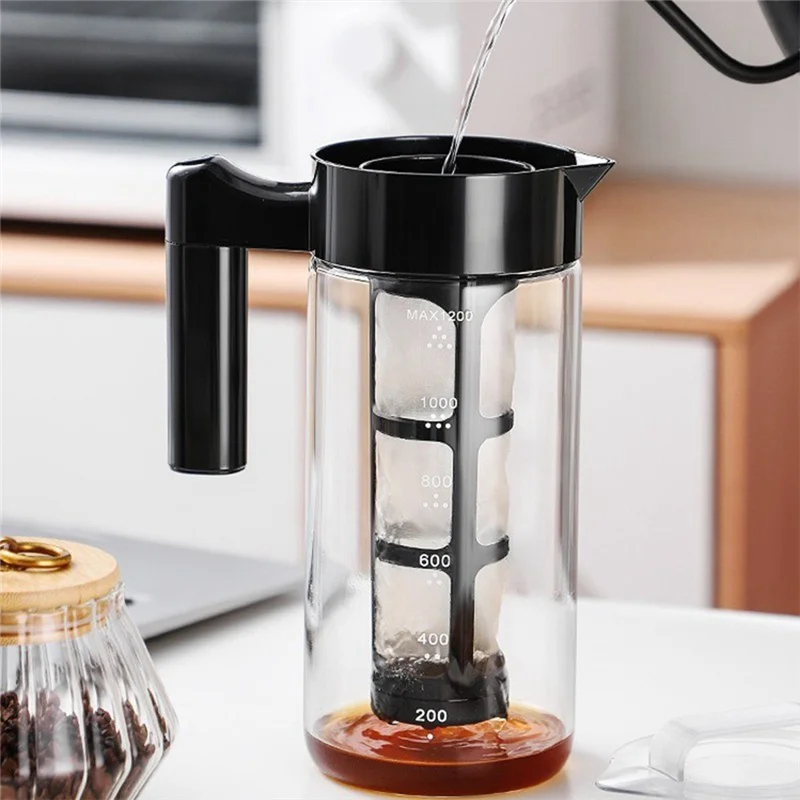 A45I Cold Brew Coffee Maker, Glass Iced Coffee Maker and Tea Infuser with Leak-Proof Pitcher with Mesh Filter