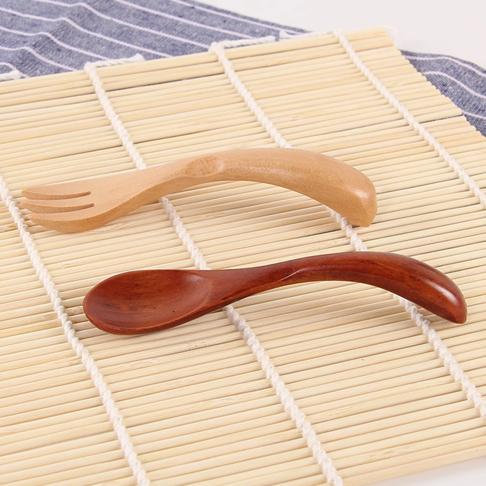 

1 set Creative Wooden Fork Spoon Set Children, Premium Household Tableware, Simple Practical Kitchen Supplies, Daily Use Cutlery