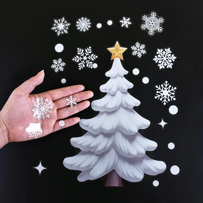 9 أوراق عيد الميلاد ملصقات نافذة سانتا كلوز شجرة عيد الميلاد ندفة الثلج الزجاج ملصق مائي عيد الميلاد الديكور للمنزل السنة الجديدة نافيداد #4