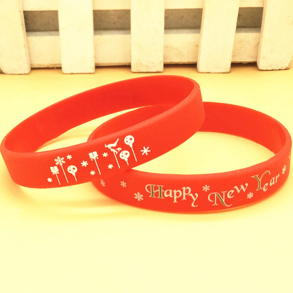 

5Pcs Christmas Wristband Soft Silicone Xmas Bracelet Festival Party Decorative Wrist Band Gift Christmas Bracelet
