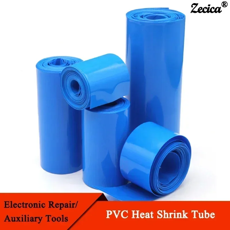 1 Meter Blue 18650 Lipo Battery PVC Heat Shrink Tube Pack 125mm ~ 625mm Width Insulated Film Wrap lithium Case Cable Sleeve Blue