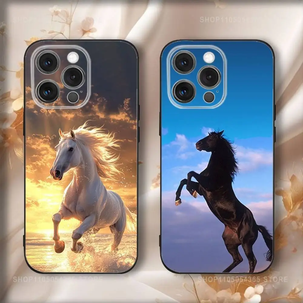 

Cool Horse Phone Case For iPhone 17,16,15,14,13,12,11,Pro,Max,Plus,Air,X,XS,XR,SE,8,7,Mini,Soft Black Funda