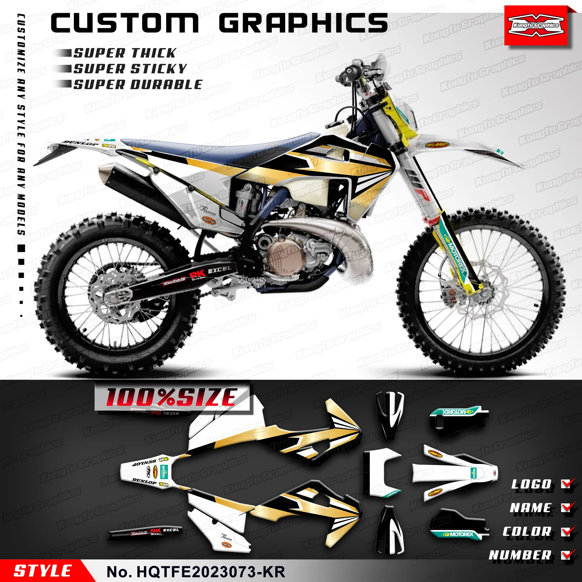 

KUNGFU GRAPHICS Stickers Complete Vinyl Graphics for Husqvarna TE FE TC FC TX FX FS 2019-2023, HQTFE2023073-KR