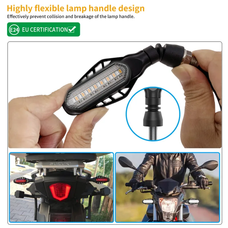 Motorcycle Turn Signals Lights Built Relay Flasher Motorcycle 16LED Flowing Water Blinker 12V 10mm Moto Indicator Turn Signal